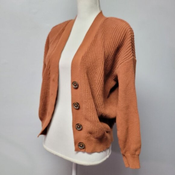 Lauren Conrad Sweater Button Up Knit Fall Brown Earth Granny Cozy Womens Small - Picture 1 of 10
